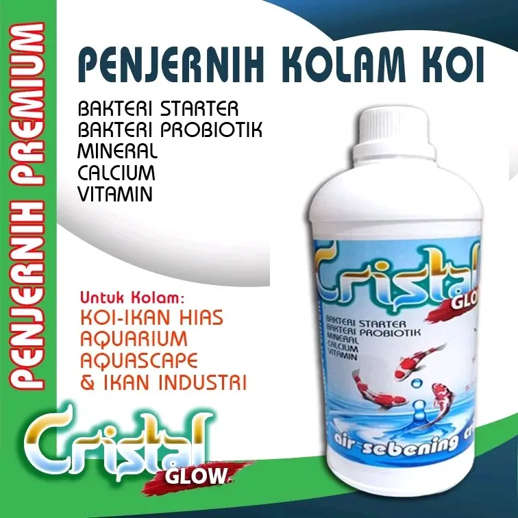 CRYSTAL GLOW 250ml. Bakteri Starter dan Probiotik, Penjernih Kolam Koi, Pengurai Amonia Pada Akuarium, Aquaculture, Kolam Ikan Koi dan Ikan konsumsi