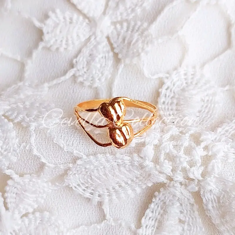 Cincin R 2 Hati R Emas Muda 1/2 Gram 0