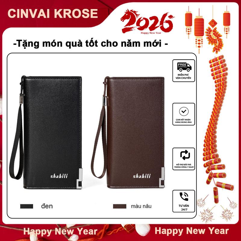  SHABILI Ví nam,Ví Dài Có Khóa Kéo Cho Nam Túi Đựng Điện Thoại Túi Xách Sức Chứa Lớn Túi Xách Đa Năng PU leather Clutch Wallet Nhiều Ngăn Hình Chữ Nhật Nhung 