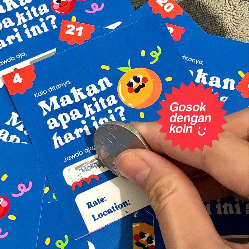 Makan Apa Hari Ini - Card Game Kartu Permainan Couple Bestie Hadiah BFF Kartu Gosok Seru 0