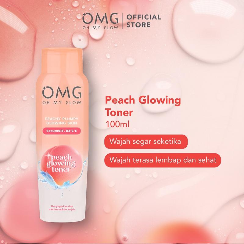 OMG OH MY GLOW Peach Glowing Toner 100 ml with Serum Vitamin B3, Vitamin C, & Vitamin E 3