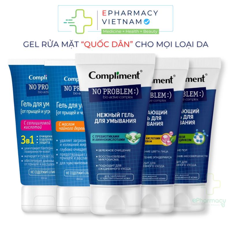 [Maitrinh0912 x Epharmacy] Gel Rửa Mặt COMPLIMENT No Problem Sạch Sâu, Phù Hợp Mọi Loại Da 200ml