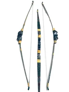 Busur Tradisional Bambu Corak Motif Elegan untuk Outdoor - Bonus Arrow 10pcs