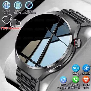 2025 New TWS 2 in 1 NFC Smart Watch GPS Sport Track Bluetooth Earphone Call Waterproof Health Monitor Smartwatch For Android IOS