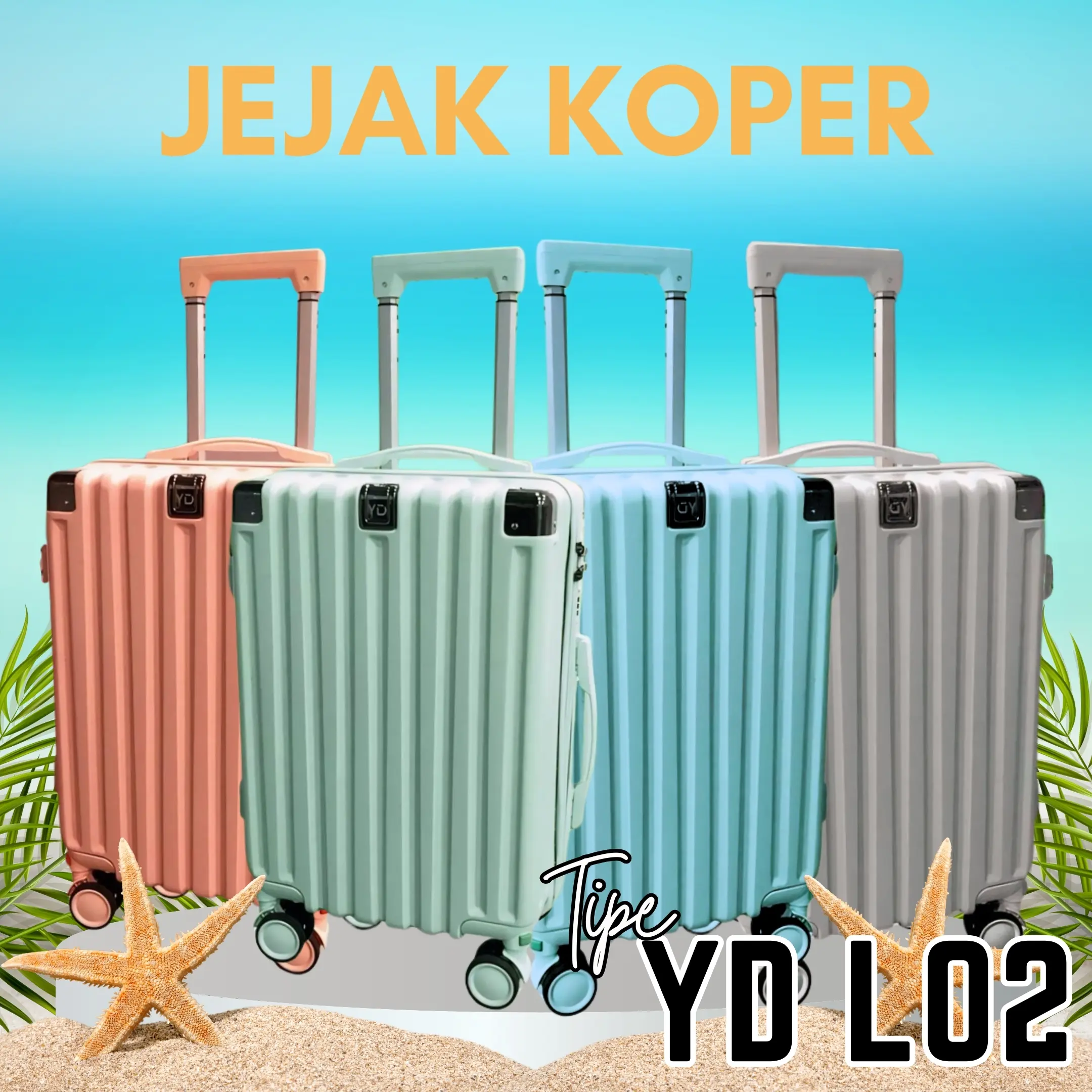 TuttooLuggage Koper Kabin YD L02 ukuran 18inch 24inch Tahan Banting Roda 4 berputar 360derajat