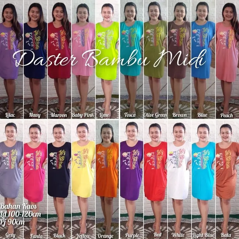 Dapat 5 Daster Bali Midi Bambu - Midi Pelangi - Midi Twister Dan Pelangi Midi - Best Seller Dress Pendek Wanita Tidur kaos panjang nyaman  lembut bumil  santai  motif  rayon cewek katun busui kain tipis pantai 1