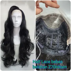 Z 70 Wig Wanita Rambut Palsu Half Lace Wave Panjang 70cm, Bebas belahan bahan fiber high quality