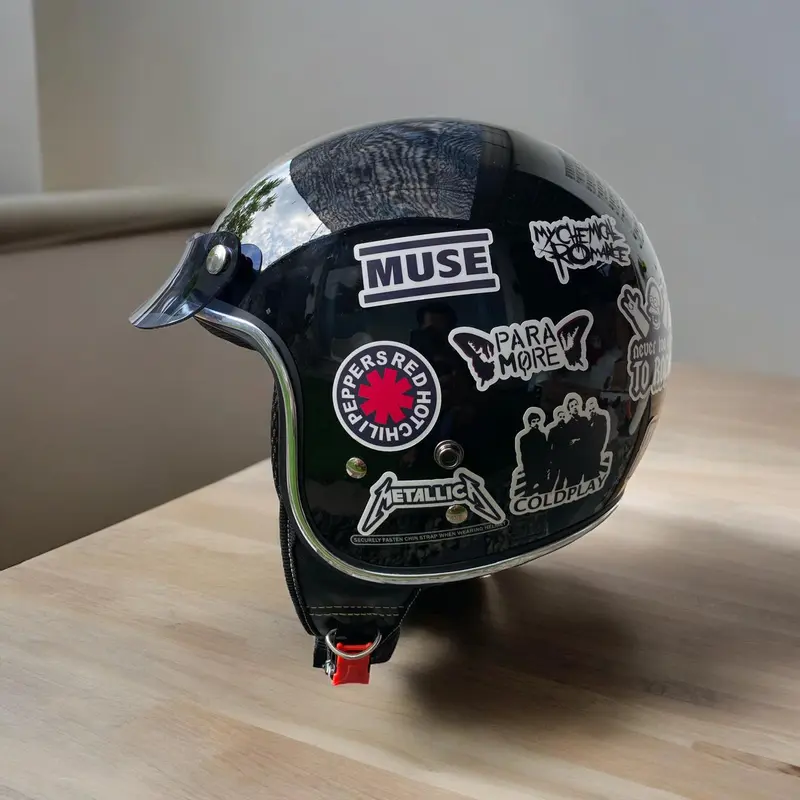 Helm Bogo Retro List Chrome - Stiker Music Bands 0