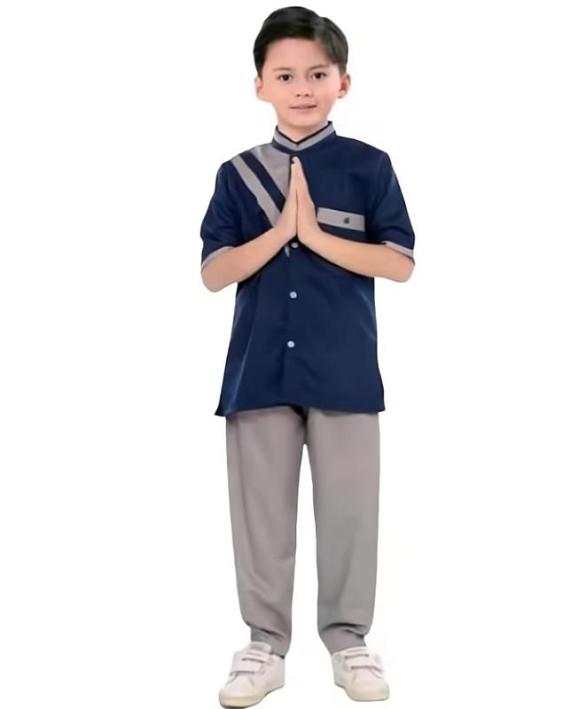 Setelan Koko Hafizh Muslim Anak Lengan Pendek Bahan Poly Micro Usia 1-12 Tahun Baju Katun Celana 2