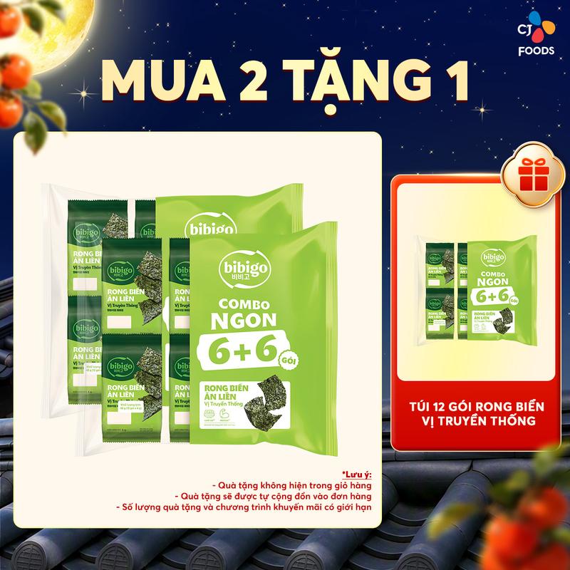 Combo 5 túi Rong Biển Truyền Thống ăn liên BiBiGo Hàn Quốc -