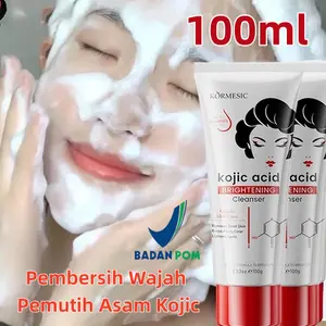 [BPOM]100g Kojic Acid facial wash Pemutih Penghilang Flek Hitam Pembersih Wajah Pemutih Wajah Jerawat Tungau Pembersih Dan Komedo Mencerahkan warna kulit Kontrol Minyak Melembabkan Ringan Dan Tidak Mengiritasi Pori pori Bersih Dalam