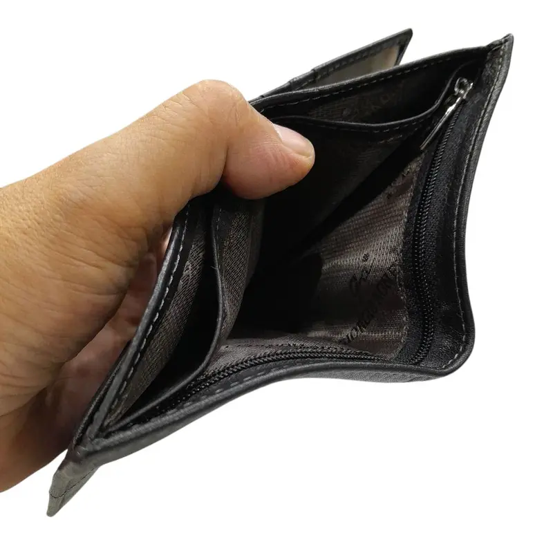 Dompet Pria Lipat Pendek Asli Kulit Sapi Model Berdiri dengan 7 Slot Kartu & 3 Ruang Uang Tunai - Natural 5