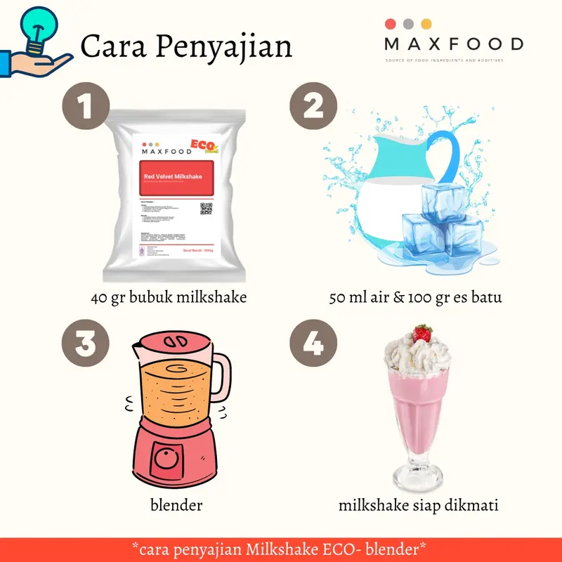 MAXFOOD - [ECO] Strawberry Milkshake Powder / Bubuk Minuman Rasa Stroberi Milkshake Ekonomis 1 KG 2