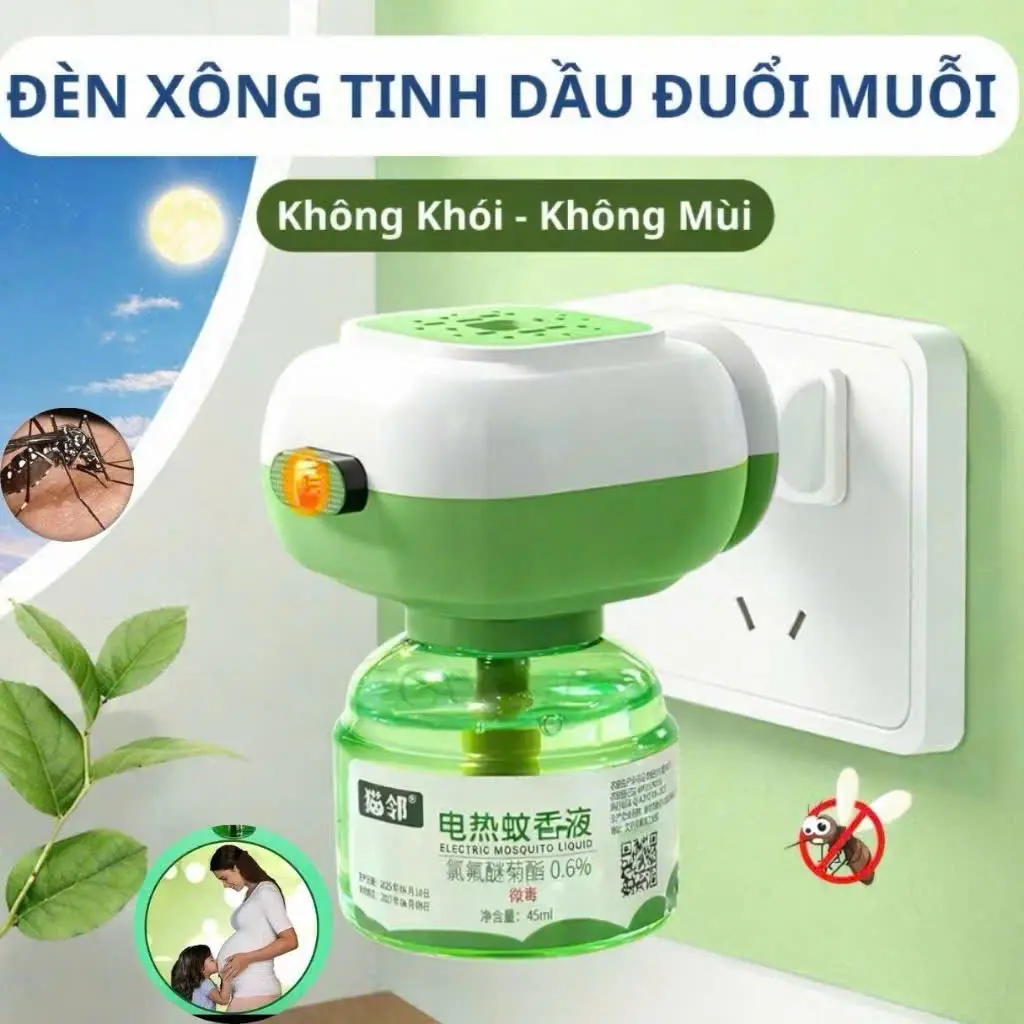 ( Sét 1 Đèn +2  Tinh dầu )Đèn Đuổi Muỗi Xông  Tinh Dầu ,Máy Đuổi Muỗi  ,Đuổi Côn Trùng