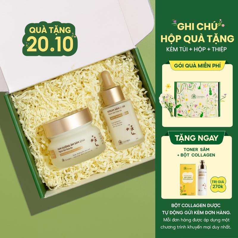 [COMBO TẶNG QUÀ MIỄN PHÍ] Combo 2 Sản Phẩm Chuyên Sâu Cấp Ẩm Hỗ Trợ Ngừa Lão Hoá Serum Kem Dưỡng Sâm 1700 Cỏ Mềm