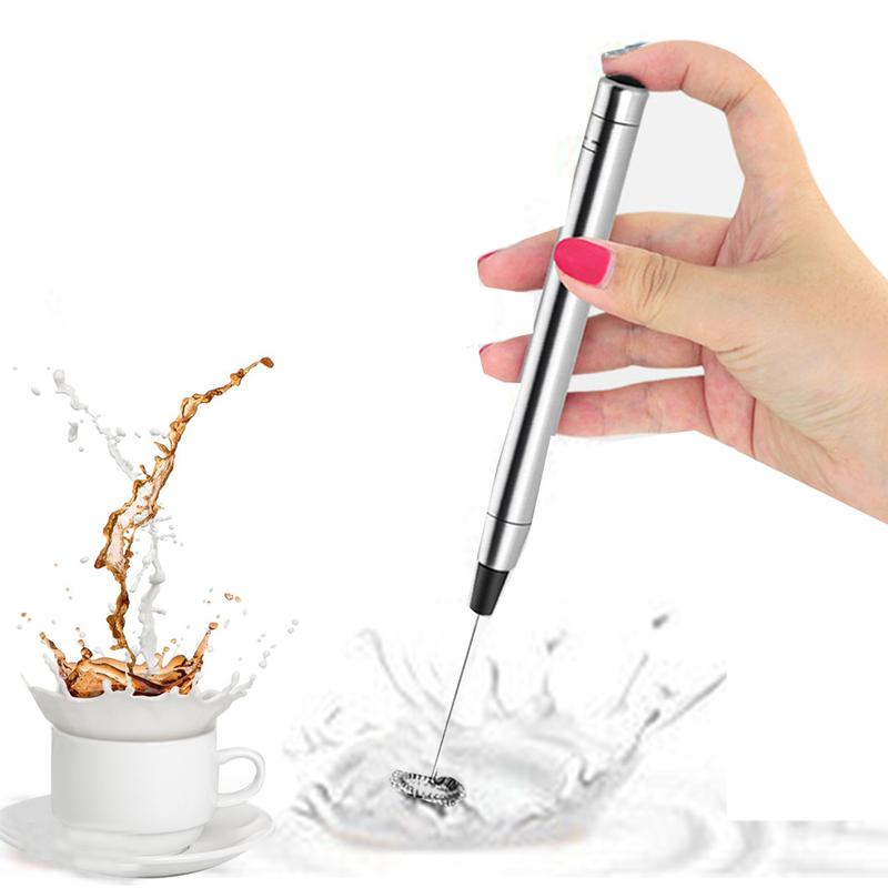 Máy tạo bọt sữa, Máy tạo bọt bằng Điện cầm tay, Hoạt động bằng Pin, Thép không gỉ, Máy trộn đồ uống, Máy xay sinh tố, cho Cappuccino và Sô cô la nóng, Kích thước nhỏ Máy Đánh Bọt Máy Đánh Trứng 8