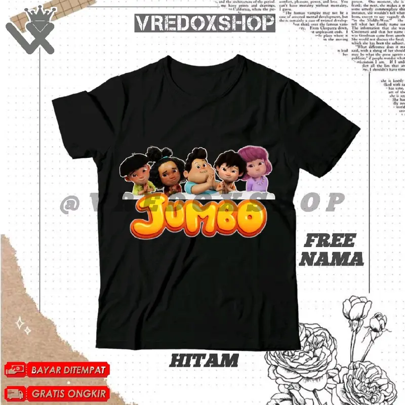 (BISA COD) Kaos Atasan Anak Motif Jumbo Movie Animasi Jumbo Baju Kartun Jumbo Viral 2025 T-shirt Pakaian Fashion Anak untuk Laki-laki dan Perempuan Usia 3-12 Tahun/ Free Nama Distro 0