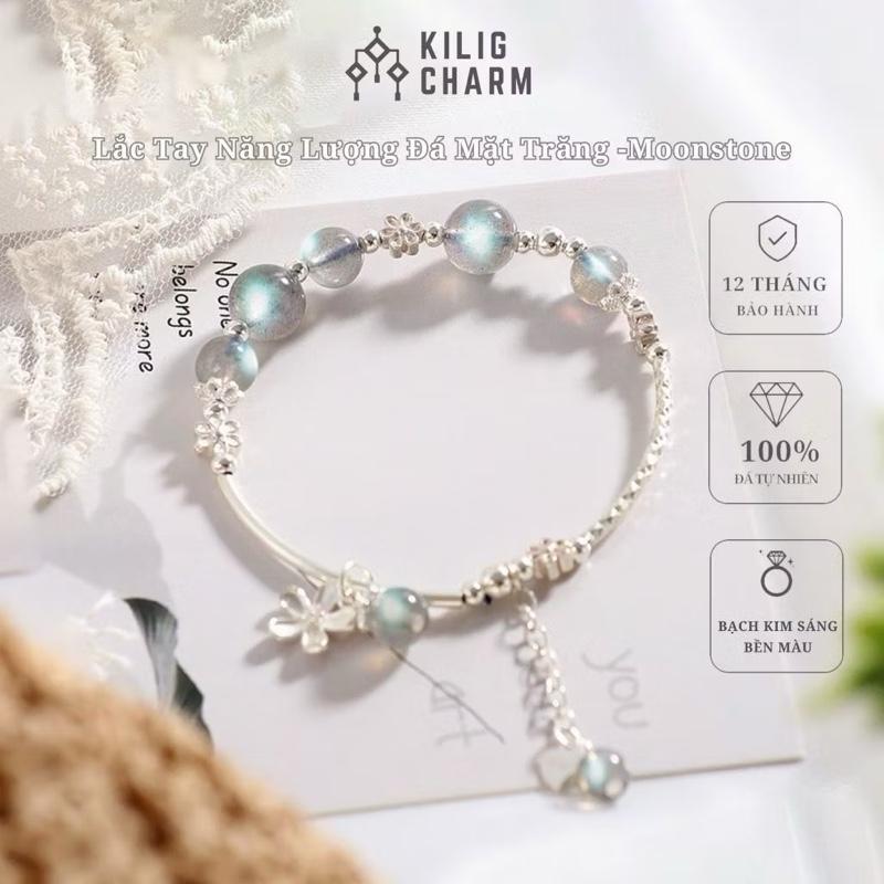 Vòng Tay Bạc Đá Mặt Trăng Moonstone Phụ Kiện Dành Cho Nữ Thu Hút Năng Lượng Điều Chỉnh Size-KILIG CHARM KC16