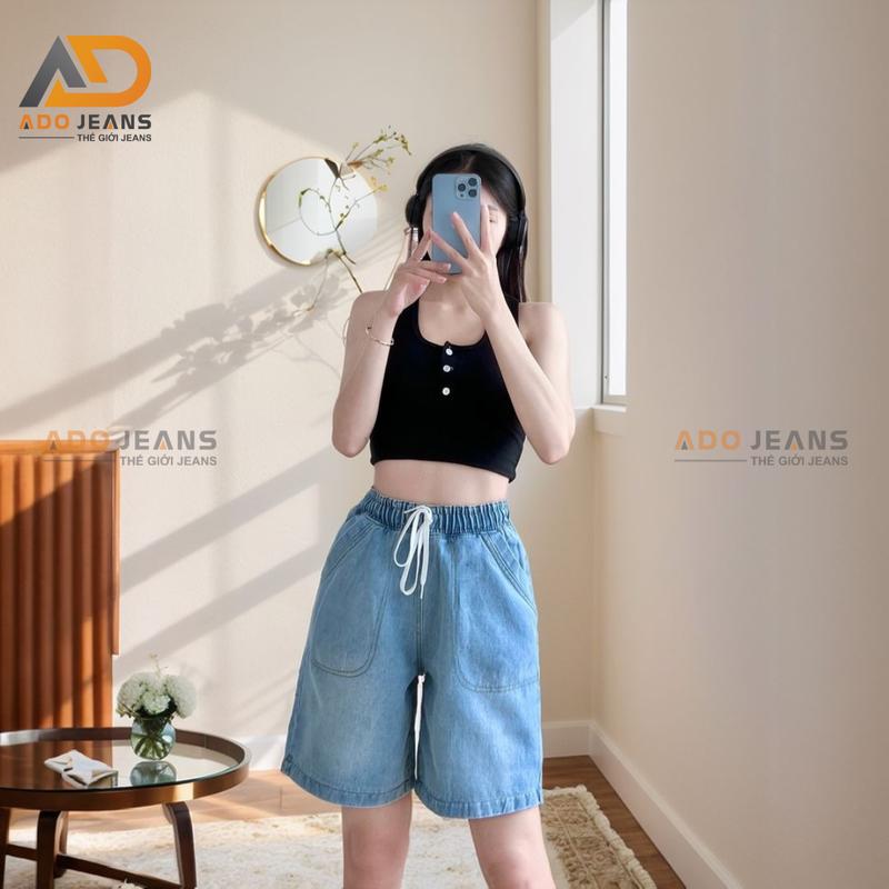 Product Introduction of Quần ngố Jean lưng chun dây thắt, lưng thun co giãn có bigsize  (mã SJ111) Nữ Pants Women 17