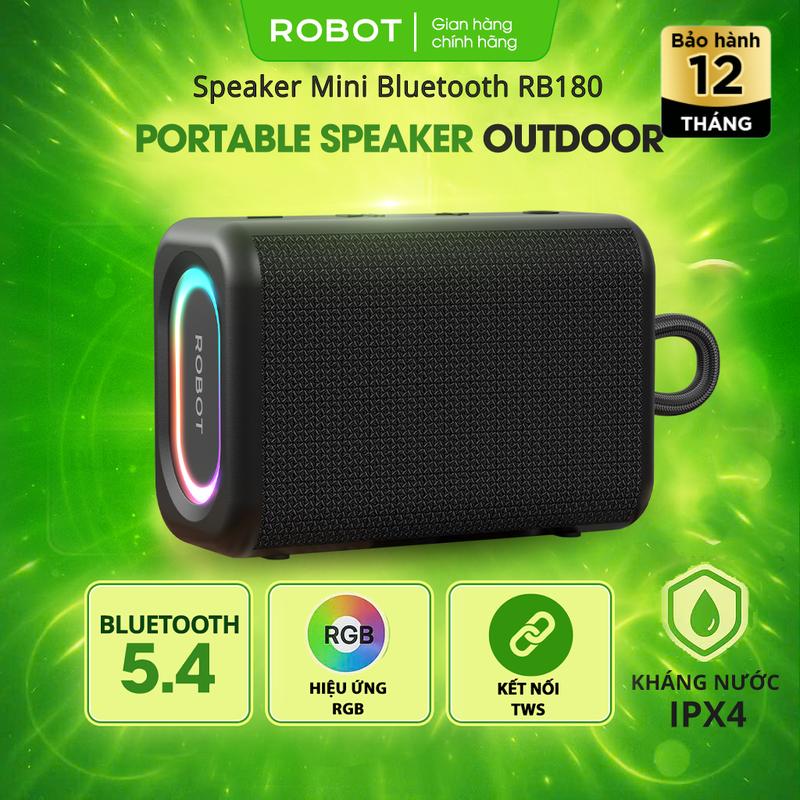 Loa Bluetooth Mini ROBOT RB180 Công Suất 5W Đèn Led RGB Kháng Nước TWS Tiện Lợi Âm Bass Mạnh | Bảo Hành 12 Tháng