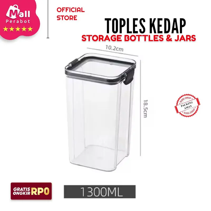 Mall Perabot | Toples Kedap Storage Bottle & Jars | Plastik Bening | Set Toples | Aesthetic | Toples Bumbu Dapur | Kotak Snack Kedap Udara Transparan 7