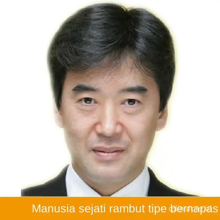 Pria Rambut Asli Rambut Pendek Wig Middle-Aged dan Orang Tua Rambut Asli Berbulu Ayah Real Hair Wig Tengah-Titik Tampan Ayah Rambut Pendek--Fast delivery 1