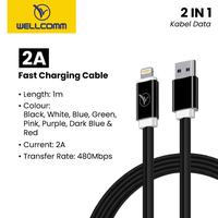 Gambar Kabel Data Wellcomm Fast Charging Flat 2In1 Micro/Iphone 1M 100cm - BLACK dari wellcommofficialstore Kota Tangerang Selatan 2 Tokopedia