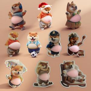 10枚セット 3d立体ステッカー 可愛いお腹の子犬デザイン diyコレクション シバインユーダトリッカー