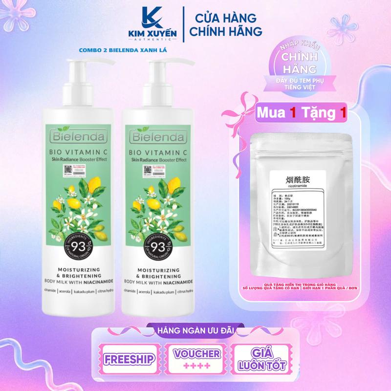  COMBO 2 CHAI Dưỡng thể BIELENDA Bio Vitamin C + Niacinamide 400ML -   Móp nhẹ  