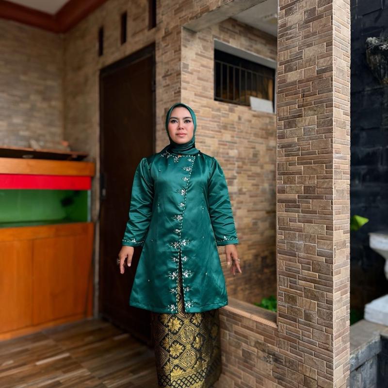 Atasan Kurung Gadis Kretek Wanita Panjang Full Payet Bahan Adem Tanpa Menerawang dan Resleting Depan Formal Muslim 6