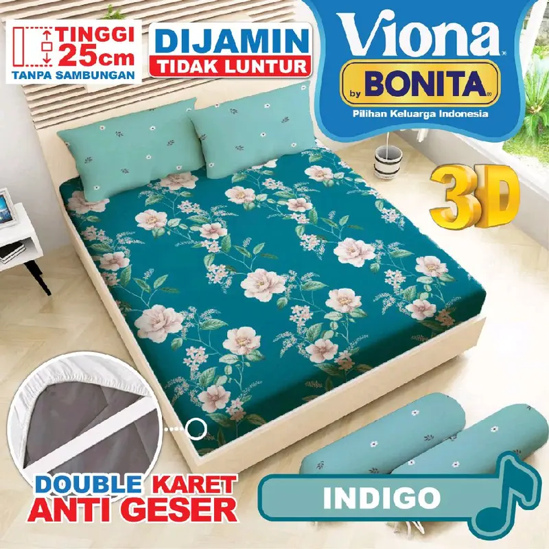 (TERMURAH BANTAL 2) VIONA by Bonita - Sprei BONITA King SIZE NO.1 (180x200) Tinggi 25 Ada Anti Slip 100% ORIGINAL [TERMURAH] SPREI BONITA BY VIONA | SPREI ASLI BONITA | SPREI VIONA | SPREI HALUS | SPREI NYAMAN | SPREI ORIGINAL BONITA 7