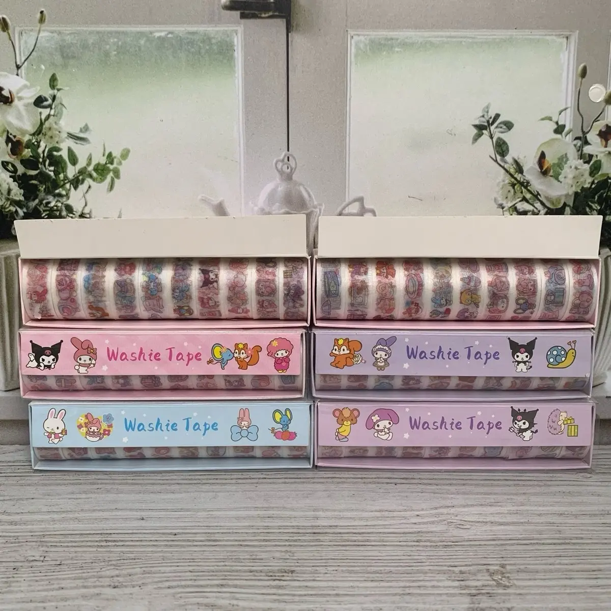 Washi Tape 1 Set 10 pcs roll Sanrio Hello Kitty Kuromi My Melody Cinnamoroll Bunny anak sekolah alat tulis sticker SZ-151 V2 SS-1282