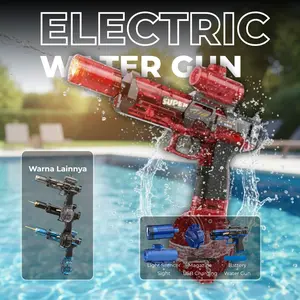 「OCTOMALL」Pistol air listrik anak-anak resmi SNI, dapat diisi ulang, kapasitas besar, tersedia dalam 4 warna, mainan pantai luar ruangan, desain tembakan terus menerus.