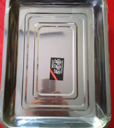 PROMO 3 Pcs Nampan Stainless Kotak 36x27x4 cm / Nampan Murah - Best Quality 0