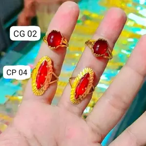 Cincin Permata Merah Leopatra Lapsi Emas Balut Kristal premium