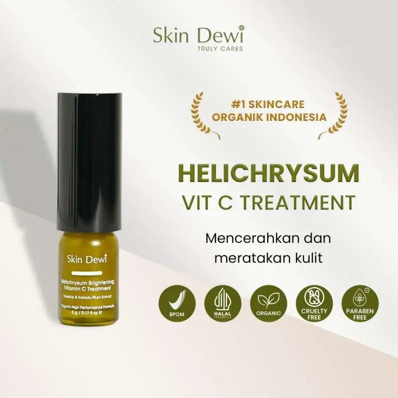 Skin Dewi Helichrysum Brightening Vitamin C Treatment (Mini Size 5gr) (Skincare Organic) mencerahkan  memudarkan Hitam Wajah Hyaluronic Essence Pencerah 4