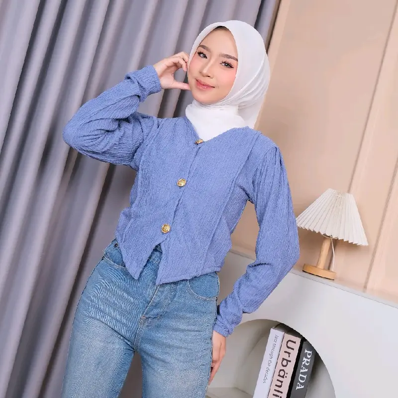 kemeja Atasan Wanita Crop Top Pres Body Casual vest korean style 2
