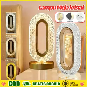 JOYWILD-Penjual lokal - minimal kreatif 3 warna USB sentuh kamar tidur lampu depan LED lampu meja minimal kristal landasan pacu estetika lampu meja modern lampu malam kecil lampu dekorasi - Kirim kabel pengisian daya USB-55