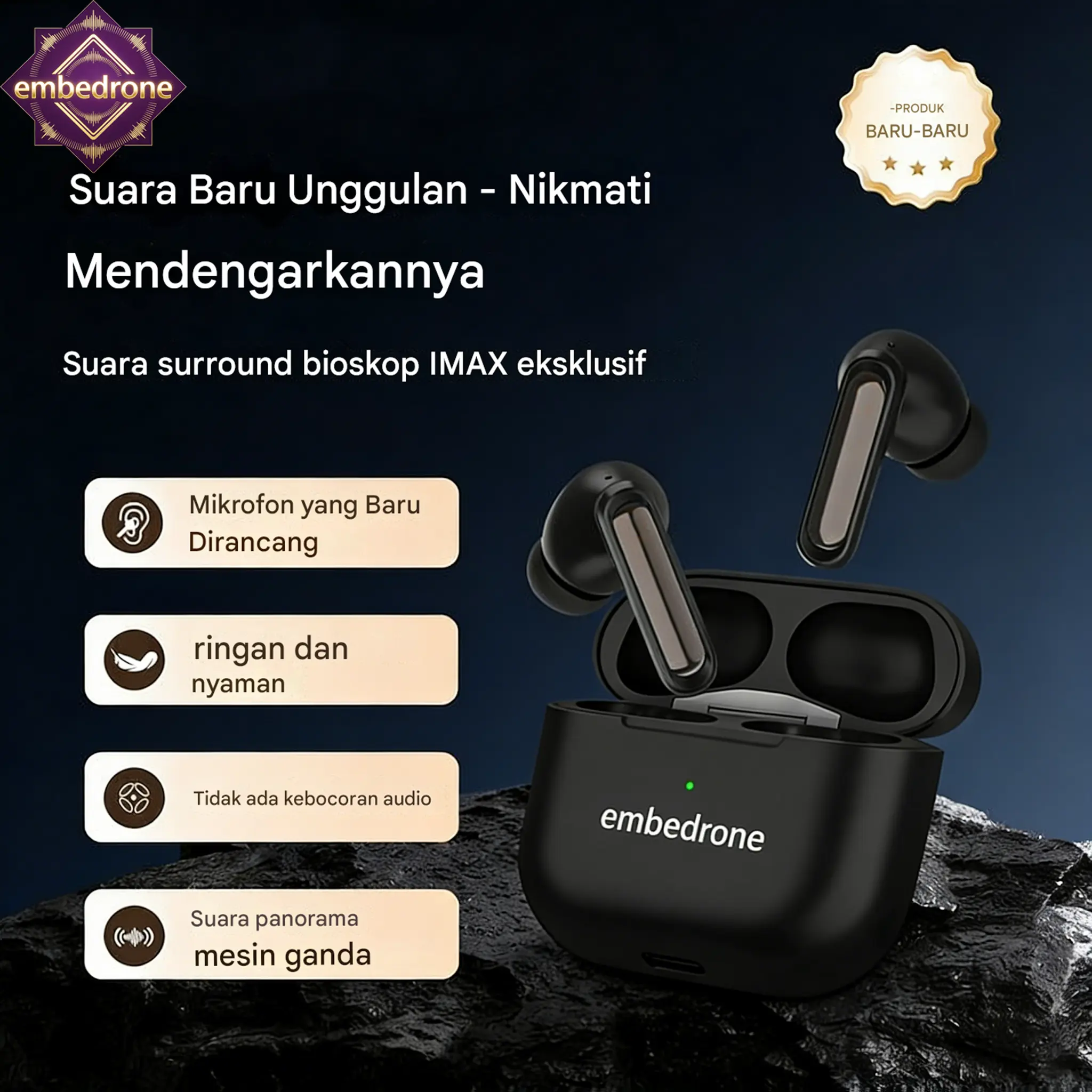 Dual Decoder Suara Jernih Delay 0.08ms Hitam
