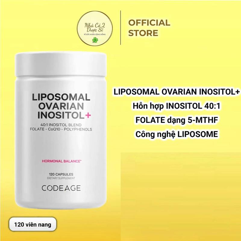 Viên uống nội tiết hỗ trợ trứng Codeage Liposomal Ovarian Inositol 120 viên - Nhập khẩu chính hãng - có tem phụ - không chứa GMO cho nữ giới