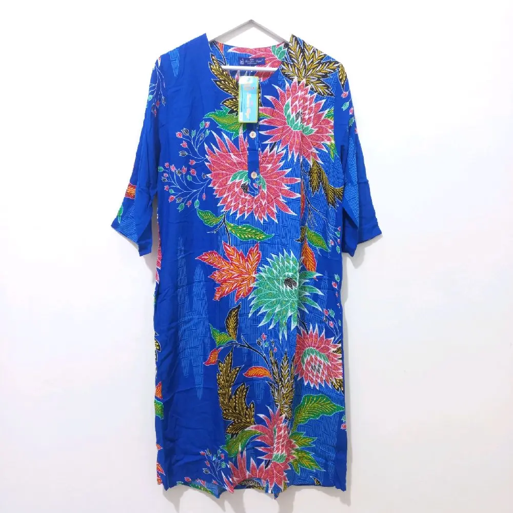 Daster Kencana Ungu Label Biru KUB Lengan 3/4 DS 19 LD 120 Original Batik Kencana Ungu Busui Motif Kancing
