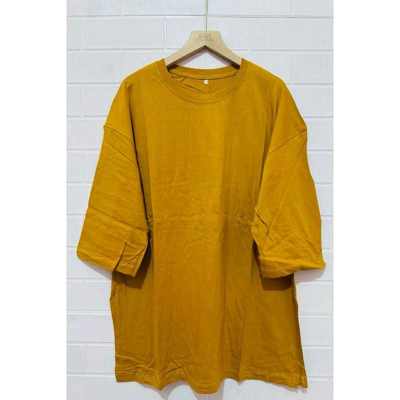 Kaos atasan polos oversize jumbo wanita xxxl lengan 7/8 Bahan katun combed ️30s premium adem| 3xl kaos polos 1