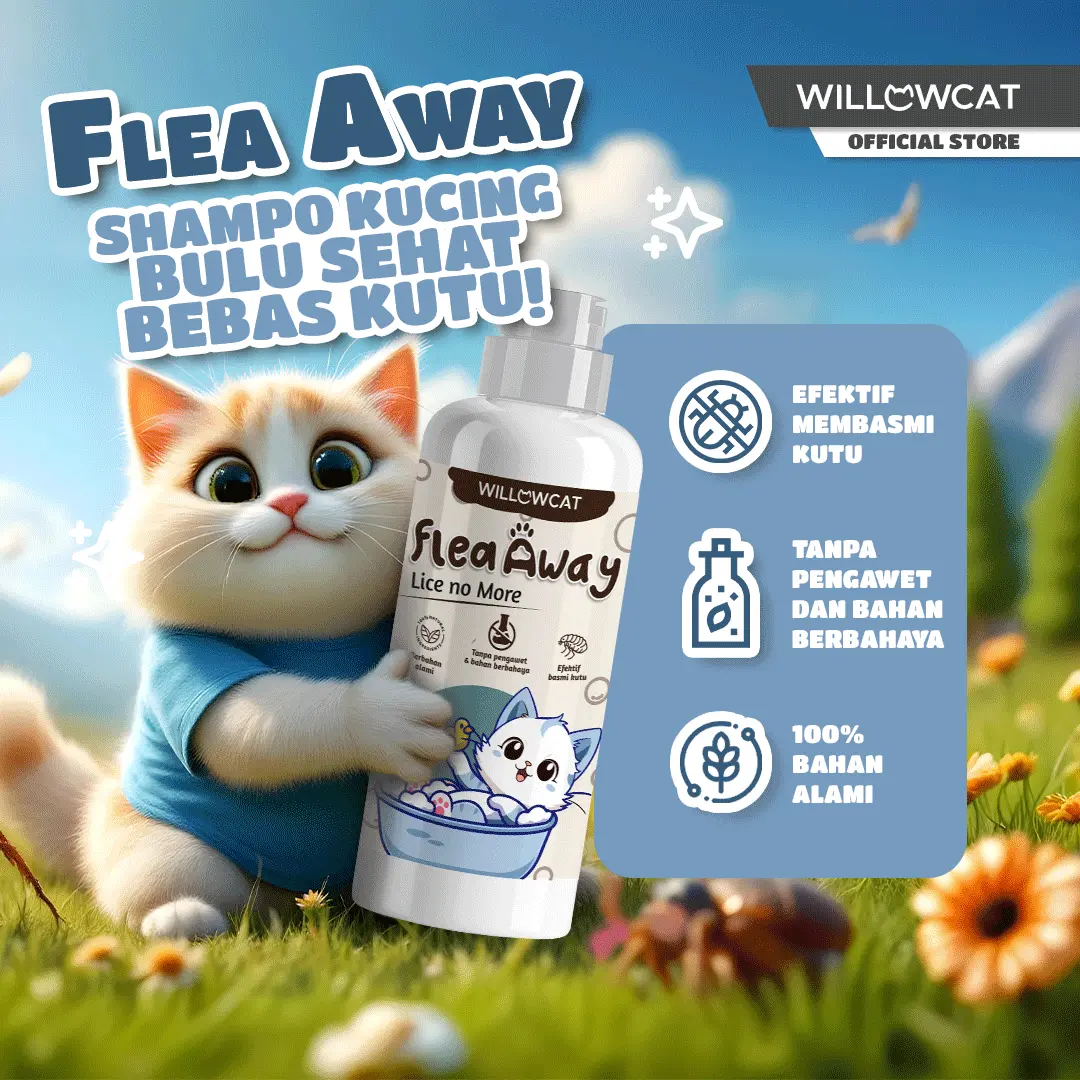 Willow Cat FleaAway Shampoo Spesialis Anti Kutu Kucing Anti Flea Wangi Tahan Lama