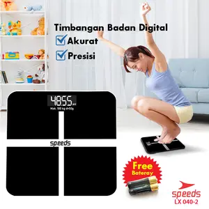Timbangan Badan Digital 180KG Dewasa  Kaca Digital Termometer Speeds 040-2
