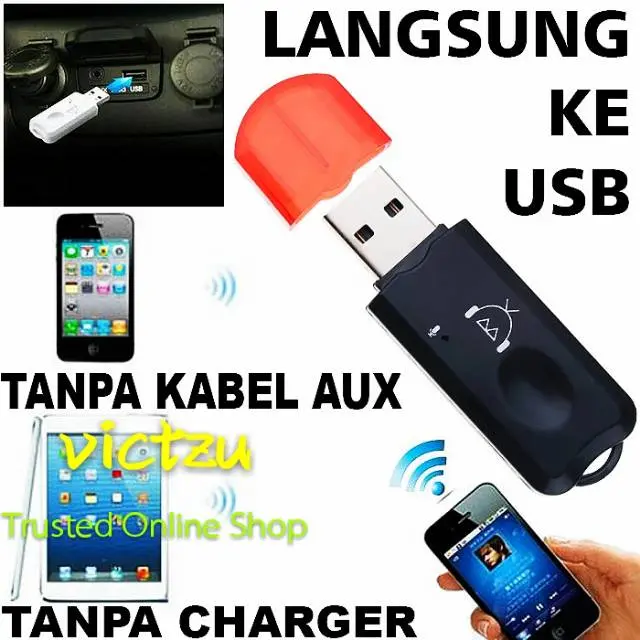 USB Bluetooth Receiver Audio Music tanpa kabel AUX