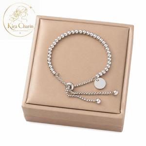 Vòng Tay Bạc Chuỗi Hạt Thời Trang Nữ, Thiết Kế Đơn Giản Cao Cấp Dễ Phối Đồ, Chống Nước Chống Mồ Hôi Không Bay Màu