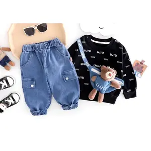 Setelan Anak Laki-laki Premium Baju Kaos Motif Beruang Fress Tas Celana Jeans Panjang Usia 1-4 Tahun - Fashion Katun Parsel