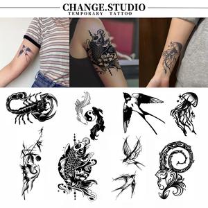 Tatu Sementara, Rekaan Burung, Ikan dan Kalajengking, Kalis Air, Tahan 15 Hari, Tidak Takut Menggelincir Pelekat Tatu