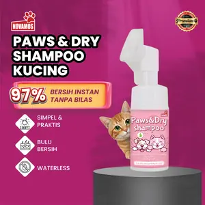 NOVAMOS Dry Shampoo Mandi Kering Tanpa Air Tanpa Bilas Shampo Kering Kucing Sampo Kucing dan Anjing Tanpa Bilas Praktis Efektif Membersihkan dan Melembutkan Bulu Anabul 100ml paw  cleaner tanpa air
