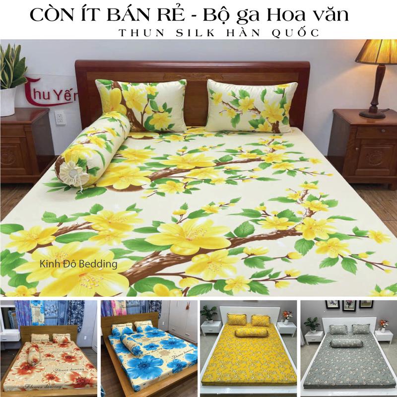 [CÒN ÍT BÁN RẺ] Bộ ga thun Hàn Quốc Hoa văn 4 Món